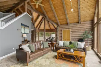 Log and timber construction gives this home character and timeless beauty.
