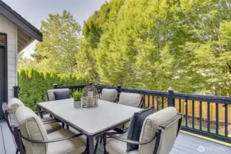 Entertainment Size Deck overlooks the private Backyard.