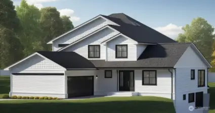 This example is an AI rendering based on existing house plans.