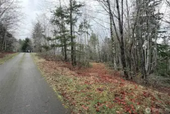 A natural driveway, leading to a perfect building site, exists on the South side of the parcel. The private Street dead-ends where the gate to water district property is located in the background.