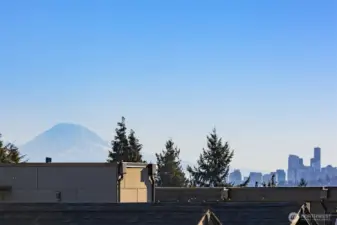 View of Mt. Rainier from rooftop.