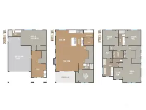 The Crystal Home Plan. Smartly designed layout with three finished levels, offering flexible spaces for today’s lifestyles. Features include an open-concept main floor for entertaining, a versatile lower-level bonus or guest suite, and an upper-level retreat with spacious bedrooms and a luxurious primary suite.  All photos, renderings, site maps, and floorplans are for visualization purposes only. Plans, colors, building orientation, finishes, home outlook, and other details can and WILL vary.