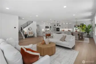 Open Main Level: The main floor’s open design brings together the kitchen, dining, and great room in a seamless, sun-filled layout. Ideal for entertaining, this floorplan emphasizes both functionality and style. Staged photos are of the model home of the same floorplan within the Foxmoore community and are for visualization purposes only. Colors, finishes, and layout can and will vary.