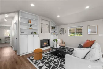 Cozy up to this pretty gas fireplace