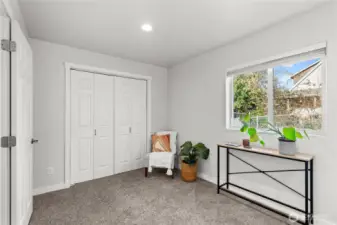 Extra space for exercise equipment , WFH space or just enjoying coffee and a good book!