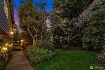 Lighted path to front door