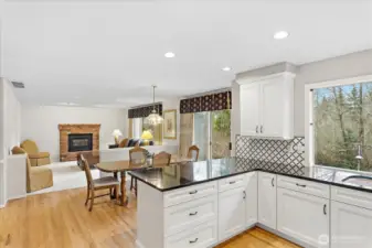 Dining area off kitchen w/ eat-in bar top