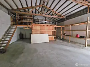 Upper area storage and lots of shelving