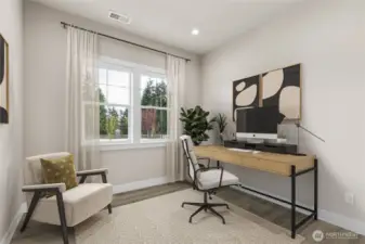Home office or main floor bedroom. Virtual staging of actual home.