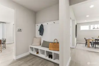 Mud room just between garage entry and kitchen area.