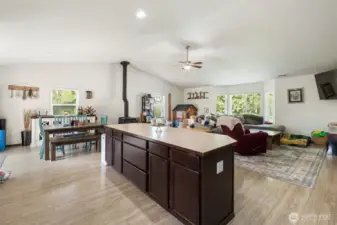 Look at all that storage space and even a place to sit and eat at the kitchen island.