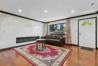 Dramatic marble surround fireplace