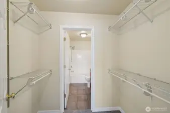 Walk in closet to bathroom.