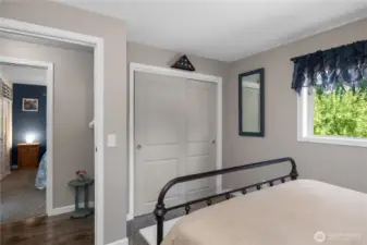Bedroom 2 with closet and black out blinds.