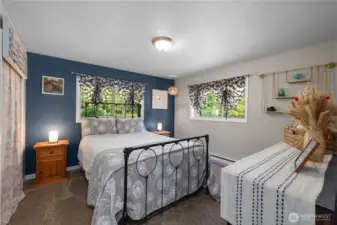 Primary bedroom with blinds with options.