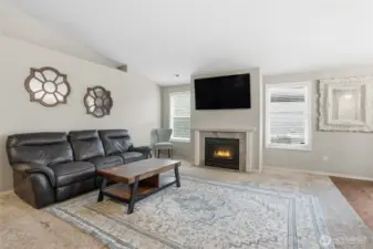 Living room and gas fireplace