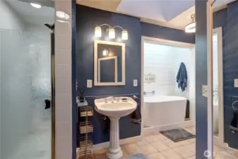 His & Hers Primary Vanities & Dressing Ares with Jack & Jill Shower.