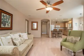 For those of us who love open concept living, here you go!  This home has the best of both worlds- fancy and formal in the front, cozy and inclusive in the back.
