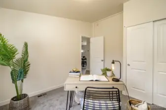 Another shot of bedroom 2 staged as an office.