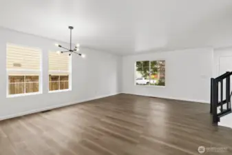 Abundant windows throughout the home fill the space with natural light.