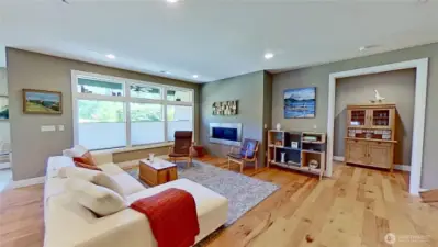 Gas fireplace and engineered hardwood floors
