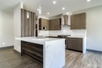 Quartz counters with waterfall edges