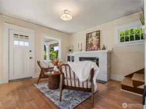 The spacious living room invites you in.