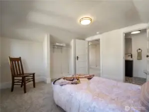 Each of the bedrooms on the top has a closet nook.