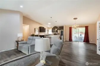 From snuggling up in front of a cheery fire, preparing a gourmet meal, or stepping out to enjoy the sound of the birds and take in the quiet breeze, it's all at your fingertips. To the right are the Frend doors opening to the private mother-in-law apartment. It is ready to have the kitchen built out - everything is in place but stubbed off, and there's a private entry for that space. It also can open to the enclosed dog-run off that wing of the home. Or it's open enough you can incorporate it easily as part of the main home. Options are yours, and they are many!