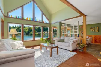 Living room, looking toward the dining room on the right.