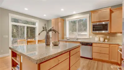 Stunning kitchen island with plenty of counterspace and additional storage