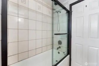 Main floor tub and shower.