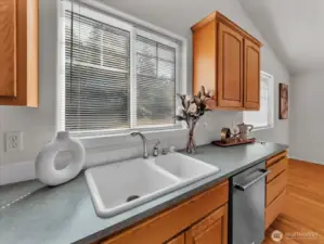 Beautiful natural light from large kitchen window.
