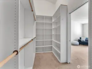 Huge, walk in closet with tons of storage.