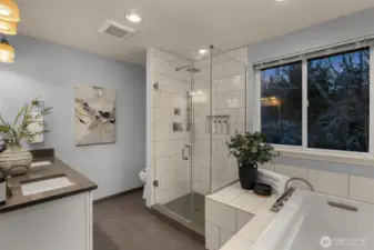 updated and spacious primary bath