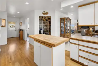 Kitchen area looking back towards the massive walk in pantry.