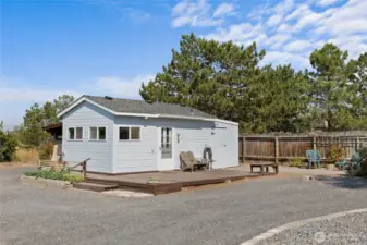 ADU with studio style bedroom and bathroom. PLUS extra storage shed and covered storage outside!