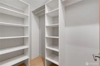 Walk-in closet in the primary.