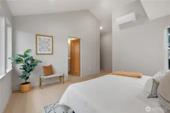 Spacious room has plenty of room for dresser or desk.