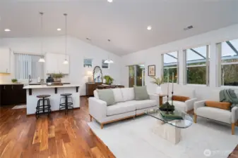 Open concept living and kitchen area with acacia hardwood floors in most rooms.  Upgrade list available.