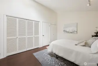 The first room you see is the main floor bedroom with plenty of storage. The furnace is ocated in the secon door from the right.
