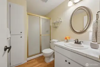 Across the hall is the main floor three-quarter bath.