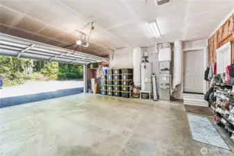 Neat as a pin garage with heat pump and hot water heater