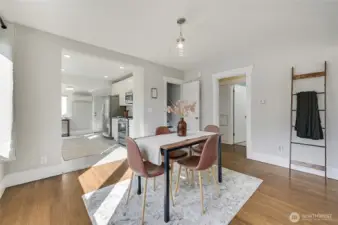 The dining room flows beautifully to the kitchen and living room.