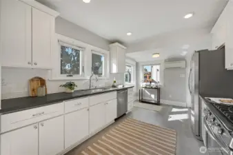 No shortage of cabinet and counter space here.