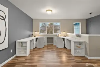 The desk area is ready for any project you have on your mind or quiet evenings doing homework.