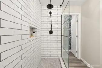 Custom tiled shower.