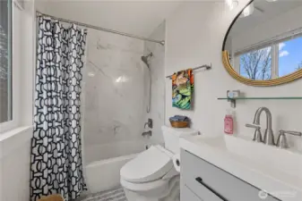 Primary bathroom with Toto bidet toilets