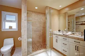 Lower bath with radiant floor heating