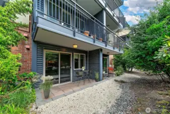 Enjoy your private garden view.  (Virtually Staged)